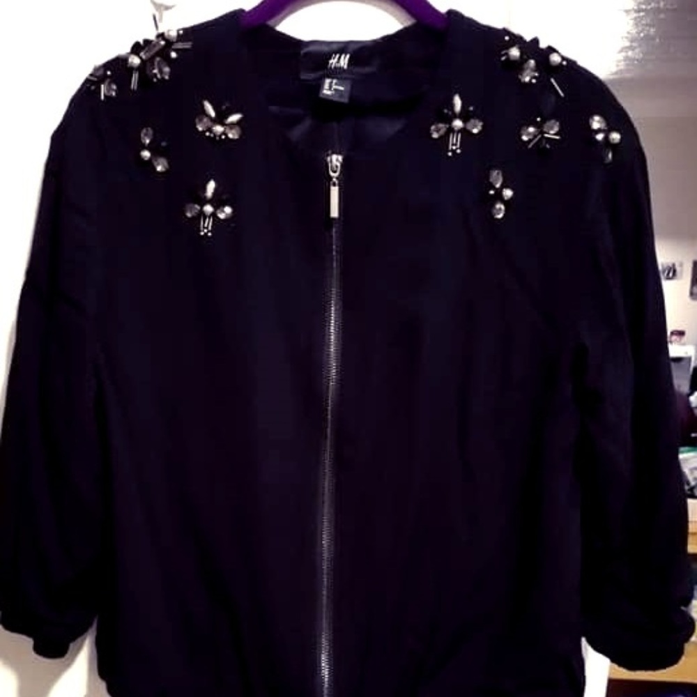 H& M embellished jacket in black, almost new